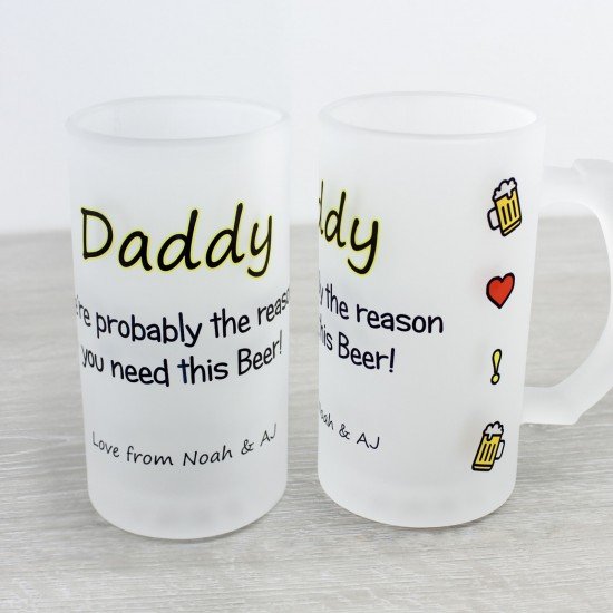 Kids Probably The Reason - Personalised Photo Beer Stein Glass