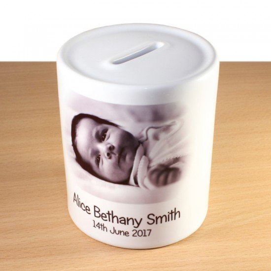 Personalised Photo & Text Ceramic Money Box