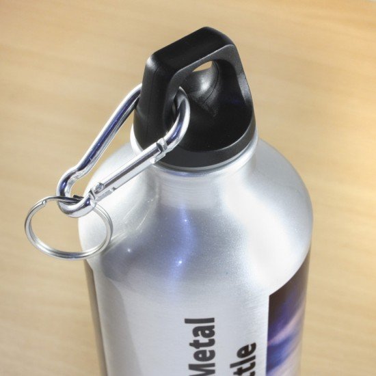 Personalised Silver Photo & Text Metal Water Bottle 500ml